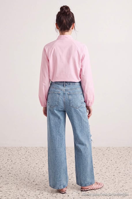 TRENDYOLMİLLA Damen Blau Einfarbig Hohe Taille Jeans - Image 2
