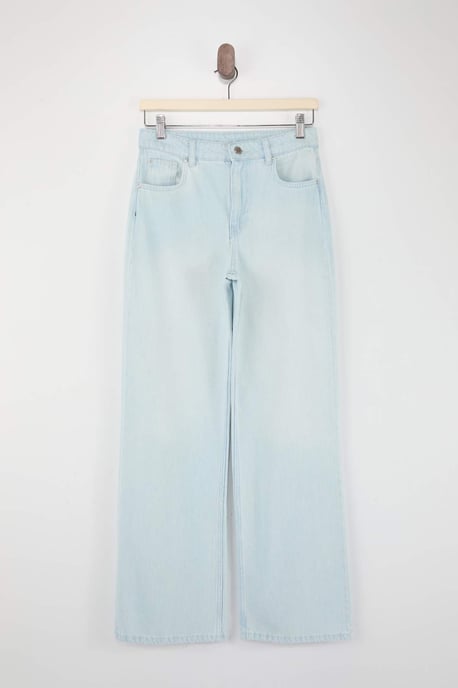 TRENDYOLMİLLA Damen Blau Einfarbig Weites Bein Normale Taille Jeans - Image 4