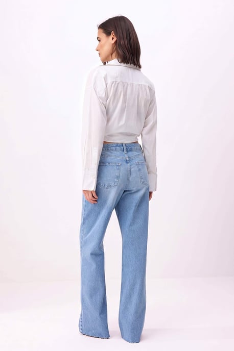TRENDYOLMİLLA Damen Blau Einfarbig Weites Bein Hohe Taille Jeans - Image 5