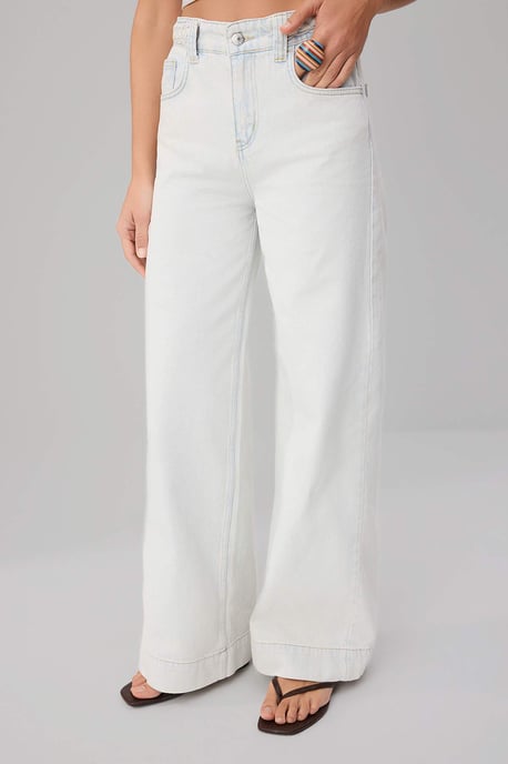TRENDYOLMİLLA Damen Blau Einfarbig Weites Bein Hohe Taille Jeans - Image 2