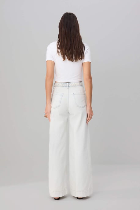 TRENDYOLMİLLA Damen Blau Einfarbig Weites Bein Hohe Taille Jeans - Image 4
