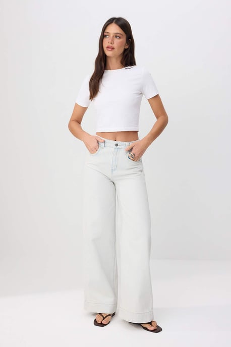TRENDYOLMİLLA Damen Blau Einfarbig Weites Bein Hohe Taille Jeans - Image 5