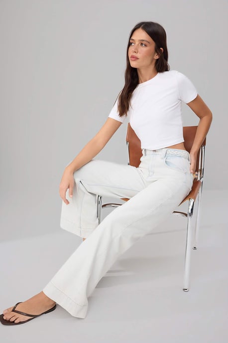 TRENDYOLMİLLA Damen Blau Einfarbig Weites Bein Hohe Taille Jeans - Image 6