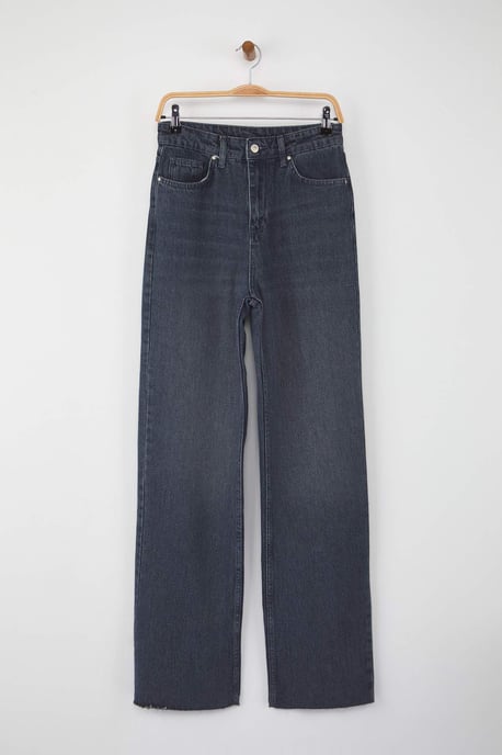 TRENDYOLMİLLA Damen Blau Einfarbig Weites Bein Hohe Taille Jeans - Image 4