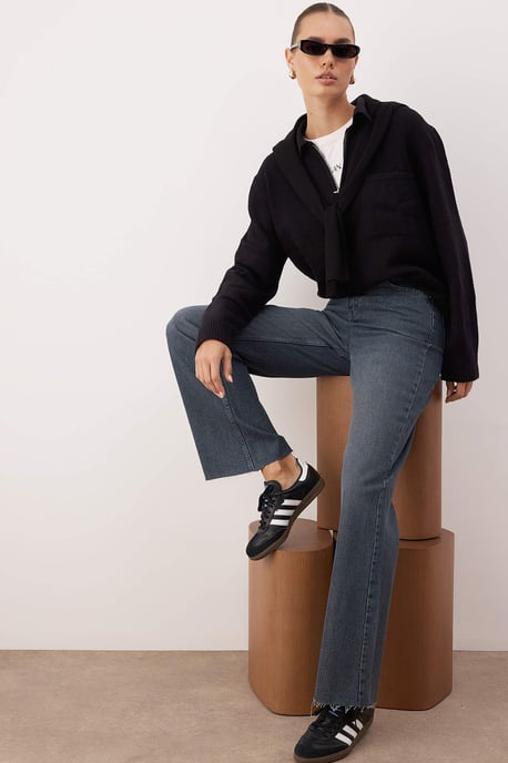 TRENDYOLMİLLA Damen Blau Einfarbig Weites Bein Hohe Taille Jeans - Image 6