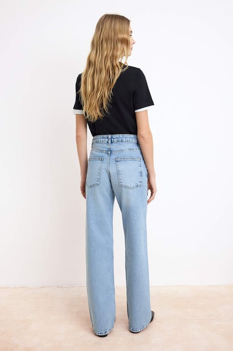 TRENDYOLMİLLA Damen Blau Einfarbig Weites Bein Hohe Taille Jeans - Image 4