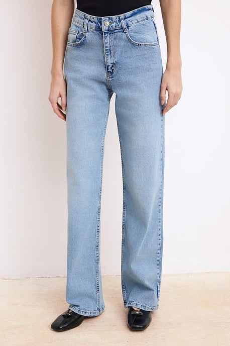 TRENDYOLMİLLA Damen Blau Einfarbig Weites Bein Hohe Taille Jeans - Image 6