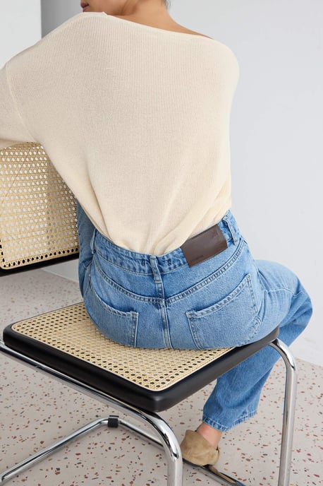 TRENDYOLMİLLA Damen Dunkelblau Einfarbig Weites Bein Hohe Taille Jeans - Image 2