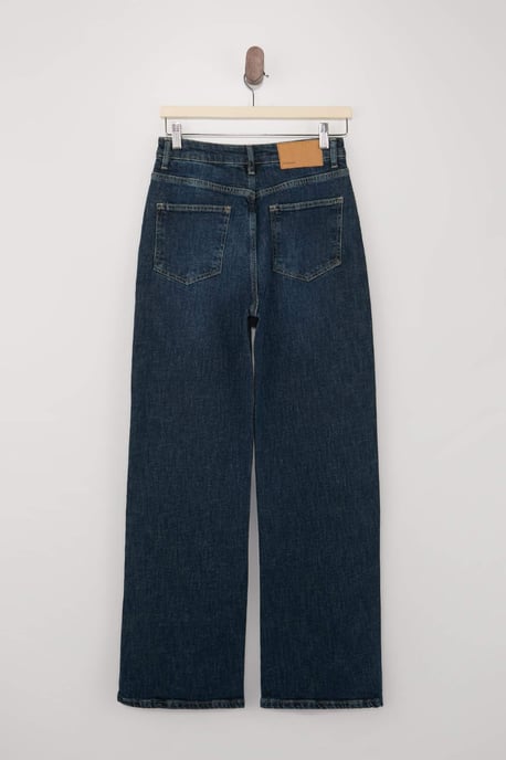 TRENDYOLMİLLA Damen Dunkelblau Einfarbig Weites Bein Hohe Taille Jeans - Image 5