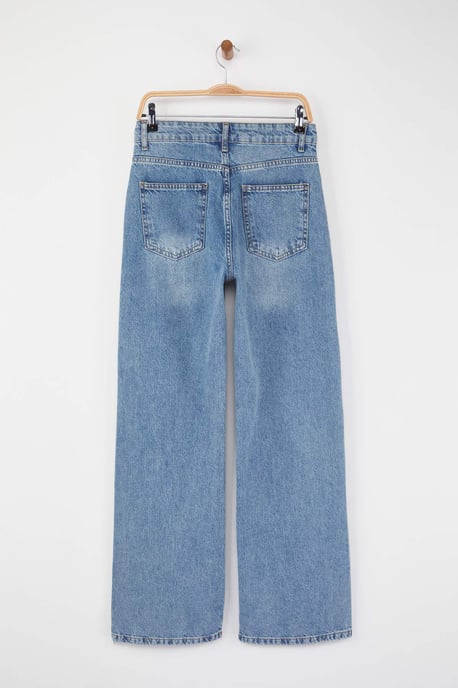 TRENDYOLMİLLA Damen Blau Einfarbig Weites Bein Hohe Taille Jeans - Image 5
