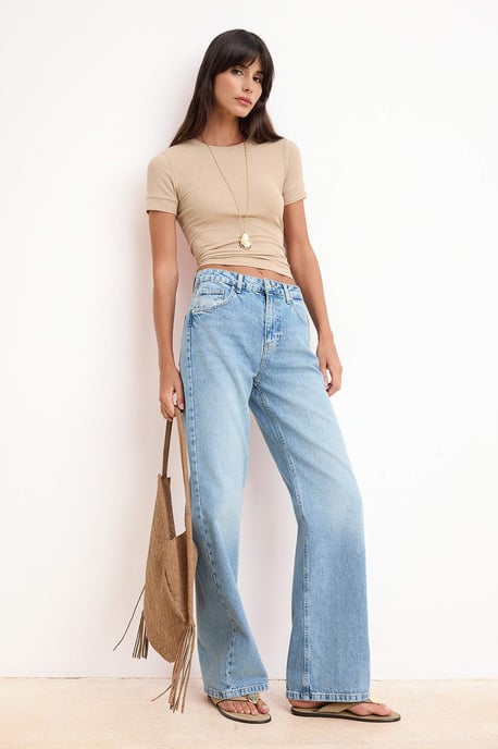 TRENDYOLMİLLA Damen Blau Einfarbig Weites Bein Hohe Taille Jeans - Image 6
