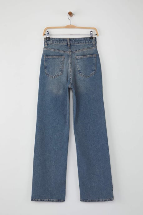 TRENDYOLMİLLA Damen Blau Einfarbig Weites Bein Hohe Taille Jeans - Image 5