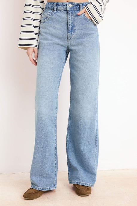 TRENDYOLMİLLA Damen Blau Einfarbig Weites Bein Hohe Taille Jeans - Image 2