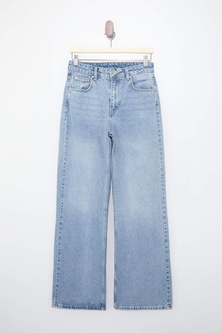 TRENDYOLMİLLA Damen Blau Einfarbig Weites Bein Hohe Taille Jeans - Image 4