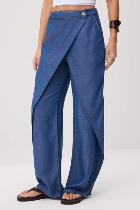 TRENDYOLMİLLA Damen Blau Einfarbig Weites Bein Hohe Taille Jeans - Image 2