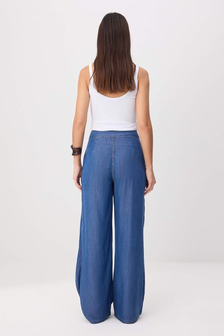 TRENDYOLMİLLA Damen Blau Einfarbig Weites Bein Hohe Taille Jeans - Image 3
