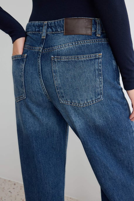 TRENDYOLMİLLA Damen Blau Einfarbig Weites Bein Hohe Taille Jeans - Image 3
