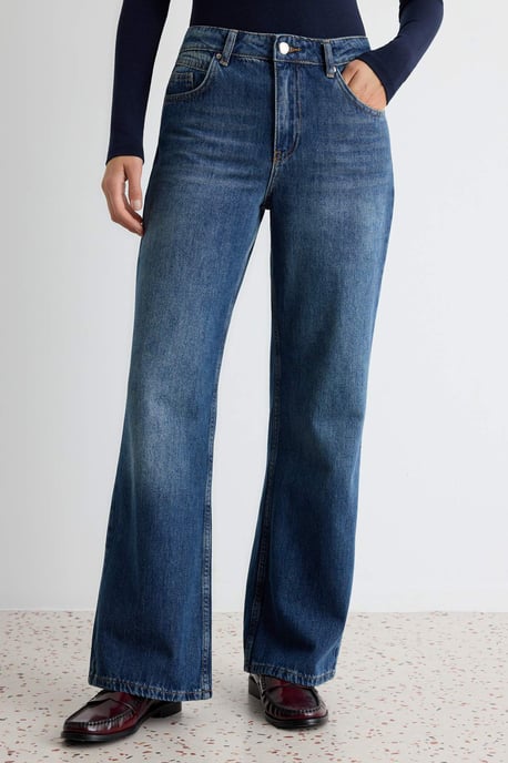 TRENDYOLMİLLA Damen Blau Einfarbig Weites Bein Hohe Taille Jeans - Image 4