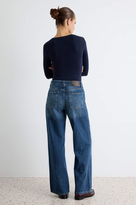 TRENDYOLMİLLA Damen Blau Einfarbig Weites Bein Hohe Taille Jeans - Image 5