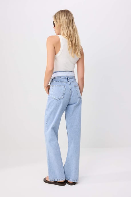 TRENDYOLMİLLA Damen Blau Einfarbig Weites Bein Hohe Taille Jeans - Image 3