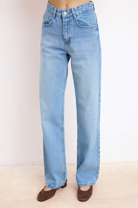 TRENDYOLMİLLA Damen Blau Einfarbig Weites Bein Hohe Taille Jeans - Image 2