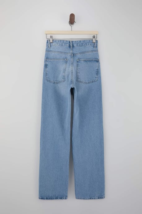 TRENDYOLMİLLA Damen Blau Einfarbig Weites Bein Hohe Taille Jeans - Image 5