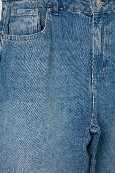TRENDYOLMİLLA Damen Blau Einfarbig Weites Bein Normale Taille Jeans - Image 2