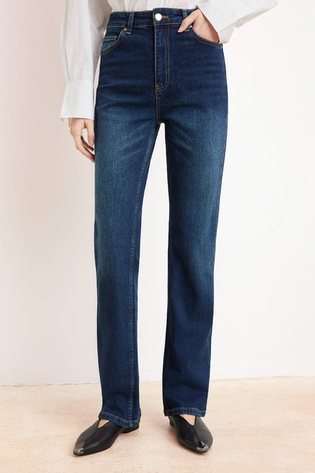 TRENDYOLMİLLA Damen Blau Einfarbig Slim Hohe Taille Jeans - Image 1