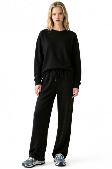 Modal Touch Basic Sweatshirt & Zweiteiliges Set mit Hose mit weitem Bein - Image 1