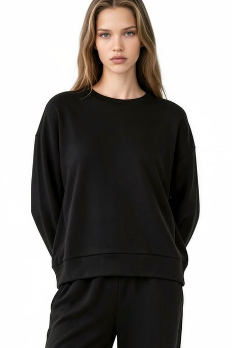 Modal Touch Basic Sweatshirt & Zweiteiliges Set mit Hose mit weitem Bein - Image 4