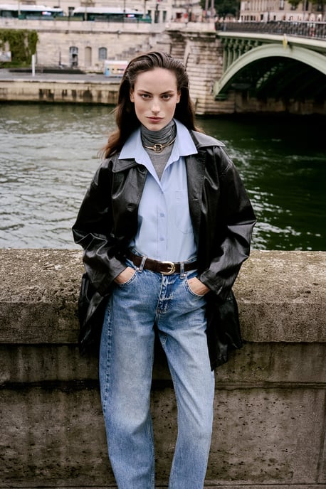 TRENDYOLMİLLA Damen Blau Einfarbig Weites Bein Hohe Taille Jeans - Image 2