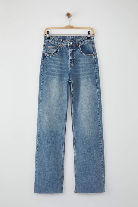 TRENDYOLMİLLA Damen Blau Einfarbig Weites Bein Hohe Taille Jeans - Image 5