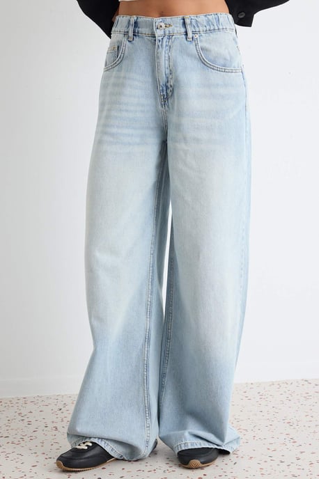 TRENDYOLMİLLA Damen Blau Einfarbig Weites Bein Hohe Taille Jeans - Image 2
