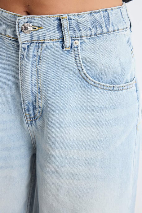 TRENDYOLMİLLA Damen Blau Einfarbig Weites Bein Hohe Taille Jeans - Image 3