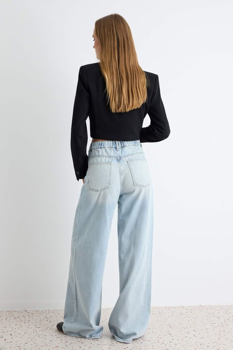TRENDYOLMİLLA Damen Blau Einfarbig Weites Bein Hohe Taille Jeans - Image 4