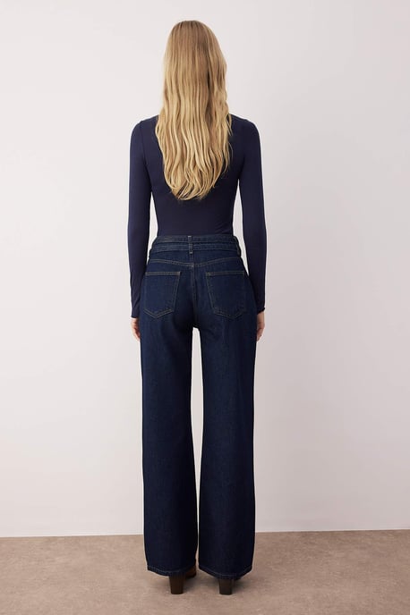 TRENDYOLMİLLA Damen Blau Einfarbig Weites Bein Hohe Taille Jeans - Image 3