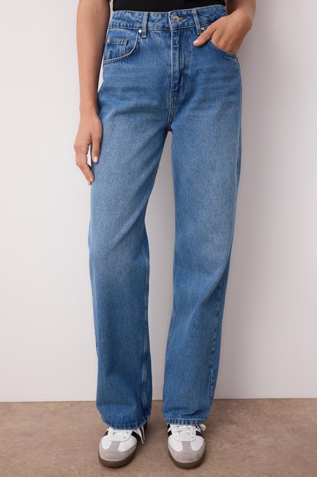 TRENDYOLMİLLA Damen Blau Einfarbig Weites Bein Hohe Taille Jeans - Image 4