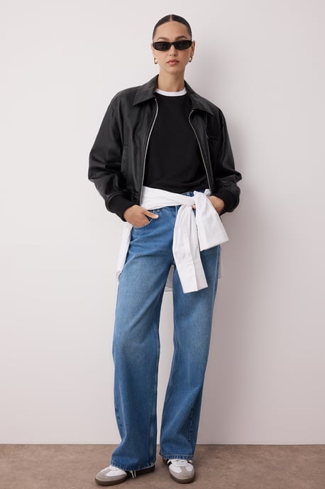 TRENDYOLMİLLA Damen Blau Einfarbig Weites Bein Hohe Taille Jeans - Image 5