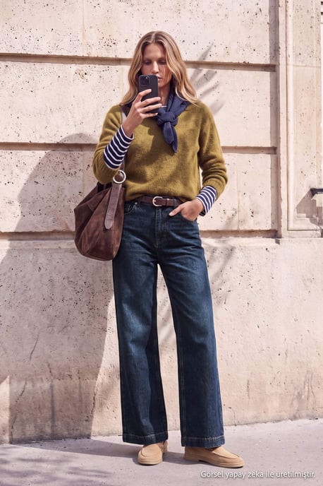 TRENDYOLMİLLA Damen Blau Einfarbig Weites Bein Hohe Taille Jeans - Image 2