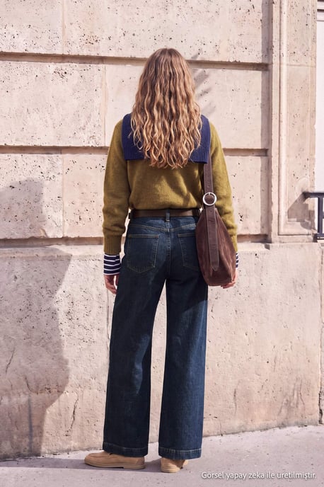 TRENDYOLMİLLA Damen Blau Einfarbig Weites Bein Hohe Taille Jeans - Image 3