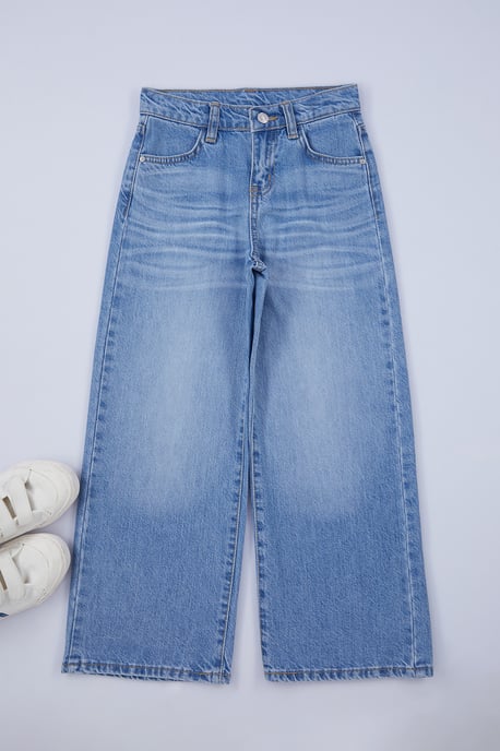TRENDYOLKIDS Mädchen Blau Einfarbig Hohe Taille Jeans - Image 2