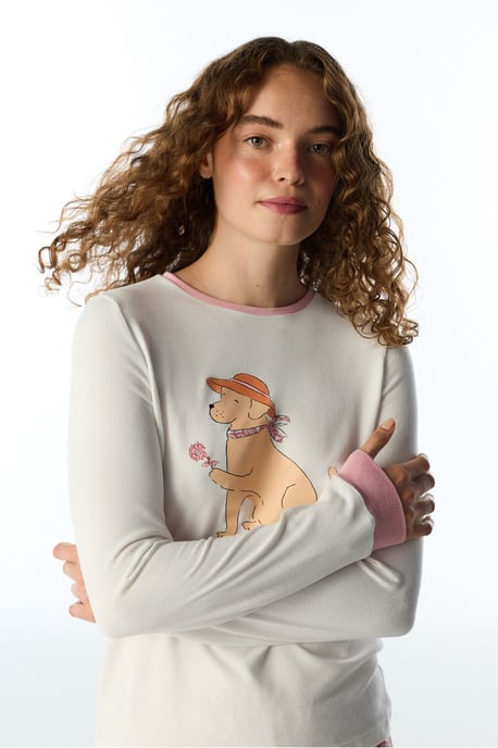 Kırık Countryside Dog Pattern Langarm-Pyjamaoberteil - Image 4