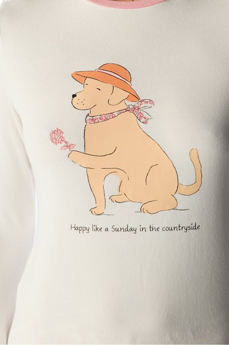 Kırık Countryside Dog Pattern Langarm-Pyjamaoberteil - Image 5