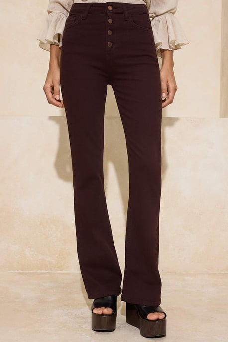 TRENDYOLMİLLA Damen Braun Einfarbig Flare Hohe Taille Jeans - Image 2