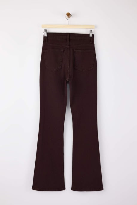 TRENDYOLMİLLA Damen Braun Einfarbig Flare Hohe Taille Jeans - Image 5