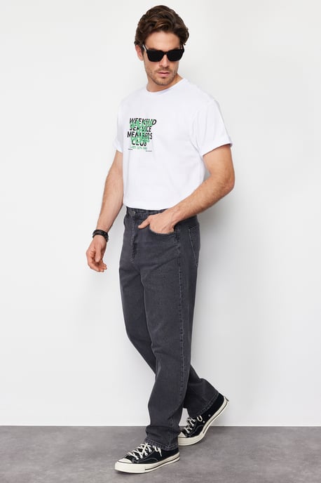 TRENDYOL MAN Herren Grau Einfarbig Baggy Normale Taille Jeans - Image 6