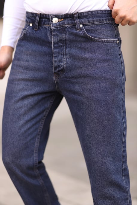 TRENDYOL MAN Herren Dunkelblau Einfarbig Boyfriend Normale Taille Jeans - Image 2