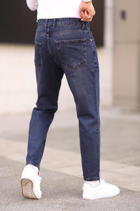 TRENDYOL MAN Herren Dunkelblau Einfarbig Boyfriend Normale Taille Jeans - Image 4