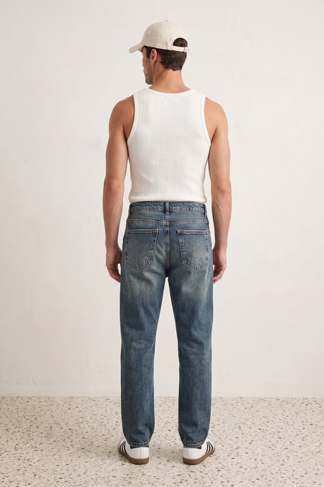 TRENDYOL MAN Herren Dunkelblau Einfarbig Baggy Normale Taille Jeans - Image 3