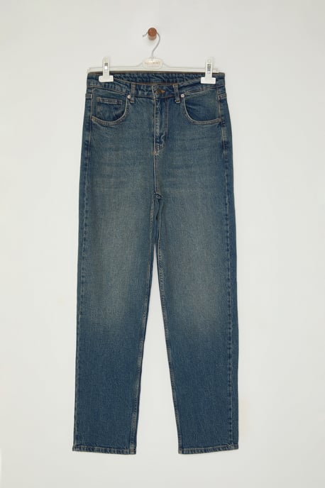 TRENDYOL MAN Herren Dunkelblau Einfarbig Baggy Normale Taille Jeans - Image 4